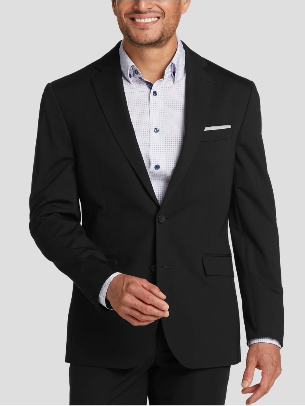 Keneth Cole Classic Black Single-Breasted Men's Suit Jacket